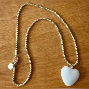 White Glass Heart Pendant Necklace (from France)